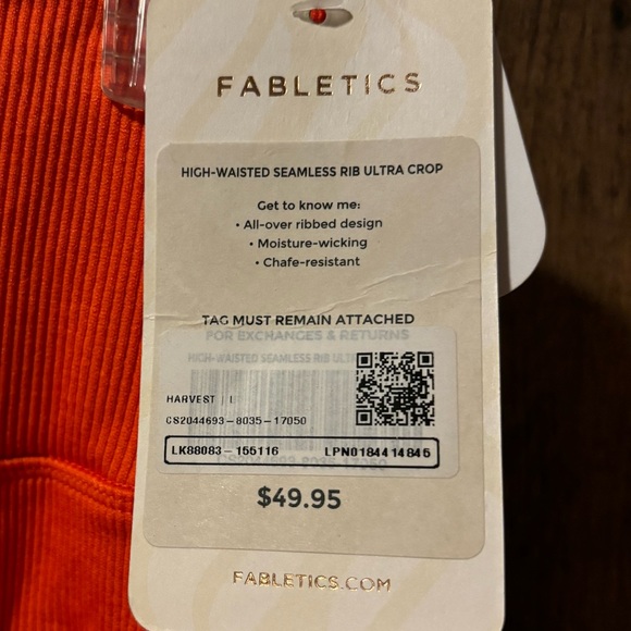 NWT Fabletics High-waisted Seamless Rib Ultra Crop pant in Harvest, size large - Picture 11 of 11